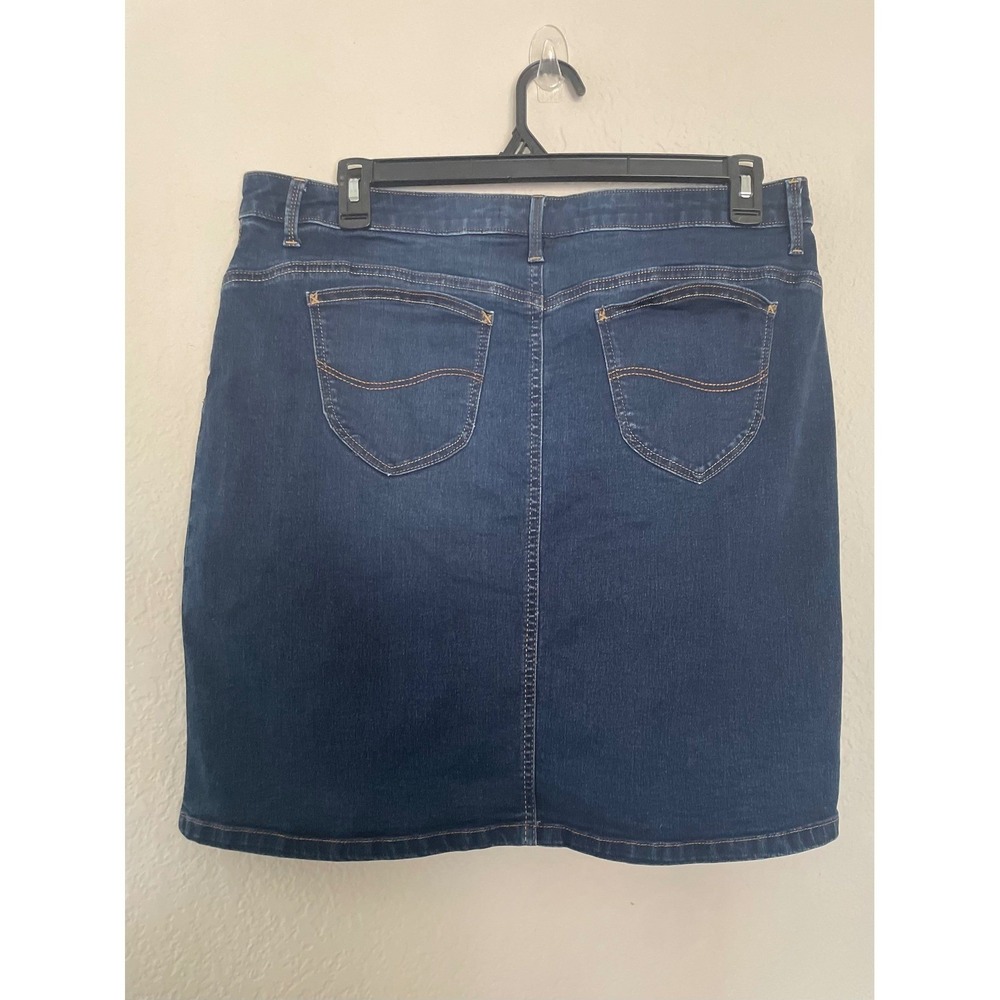 Lee Riders Shape Illusions Denim Skirt Dark Wash Stretch Mini Skirt Womens - Picture 6 of 11